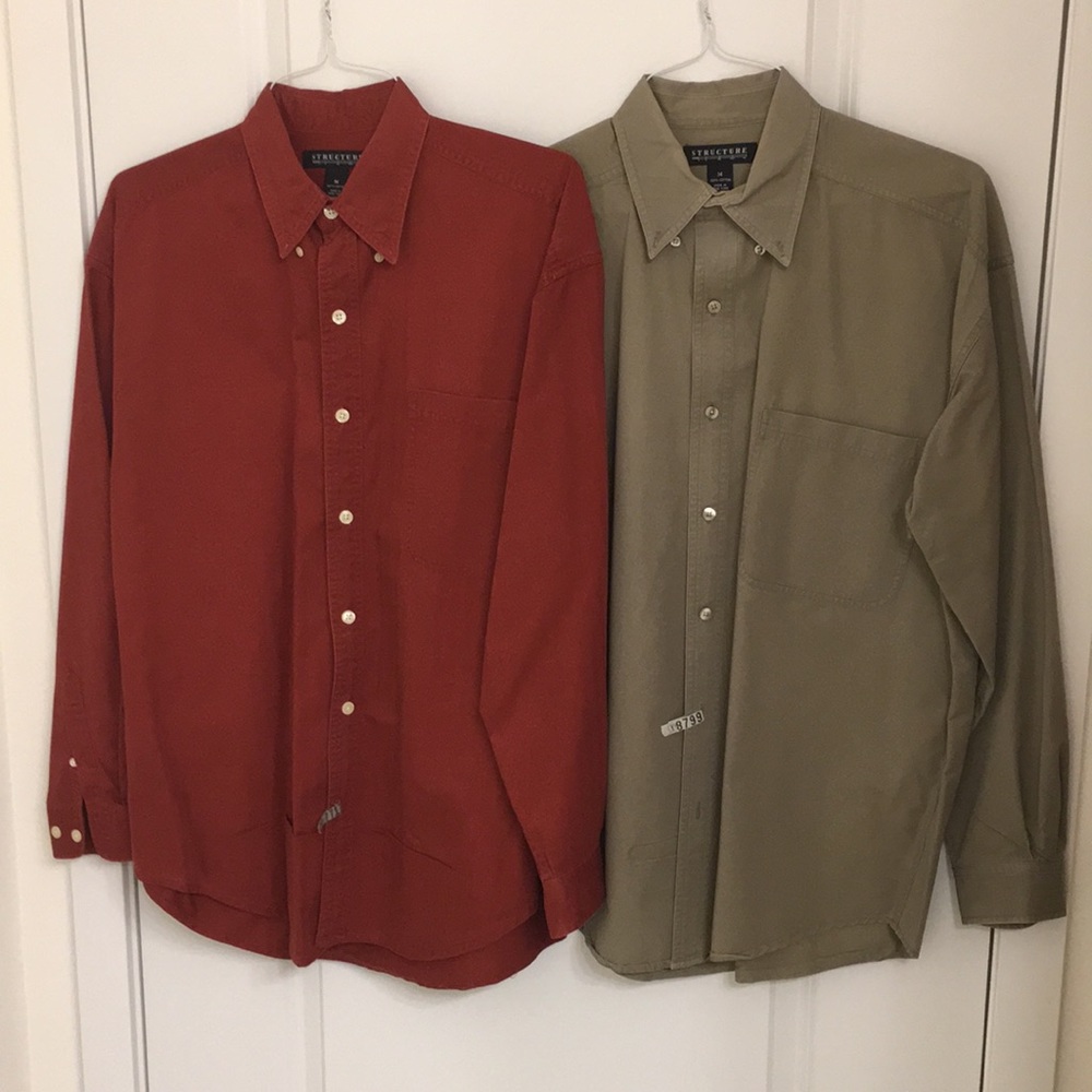 TWO MEN’S SOLID STRUCTURE DRESS SHIRTS-Size M